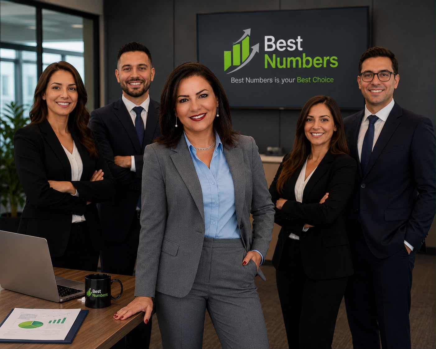 Best Numbers team standing together in a professional office